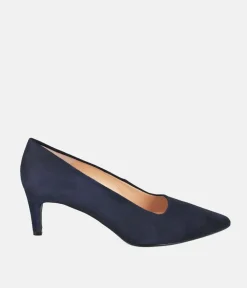 Cinderella Shoes Stylish Navy Suede Heels