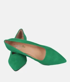 Cinderella Shoes Stylish Kelly Green Suede Heels