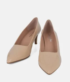 Cinderella Shoes Stylish Beige Patent Heels