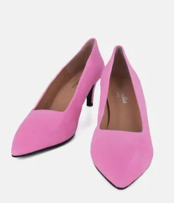 Cinderella Shoes Stylish Pink Suede Heels
