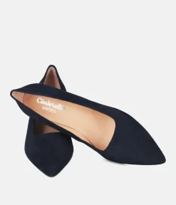 Cinderella Shoes Stylish Navy Suede Heels
