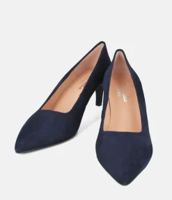 Cinderella Shoes Stylish Navy Suede Heels
