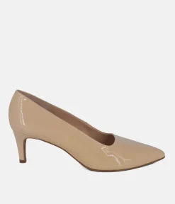 Cinderella Shoes Stylish Beige Patent Heels