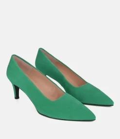 Cinderella Shoes Stylish Kelly Green Suede Heels