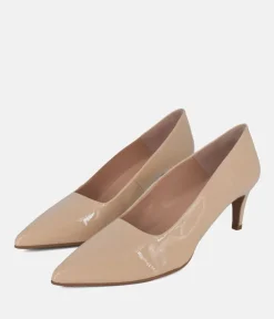 Cinderella Shoes Stylish Beige Patent Heels