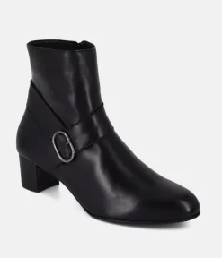 Cinderella Shoes Versatile Black Leather Ankle Boots