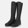 Cinderella Shoes Versatile Black Leather Long Boots