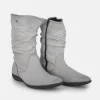 Cinderella Shoes Versatile Grey Midi Boots