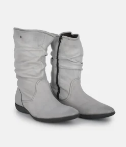 Cinderella Shoes Versatile Grey Midi Boots