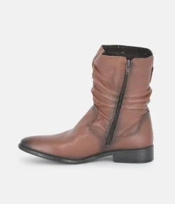 Cinderella Shoes Versatile Brown Midi Boots