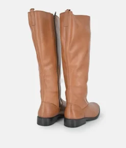 Cinderella Shoes Versatile Long Brown Leather Boots