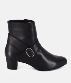 Cinderella Shoes Versatile Black Leather Ankle Boots