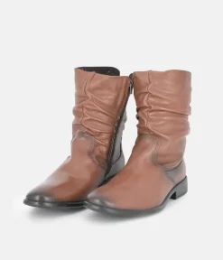 Cinderella Shoes Versatile Brown Midi Boots