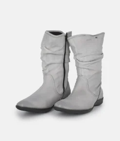 Cinderella Shoes Versatile Grey Midi Boots