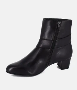 Cinderella Shoes Versatile Black Leather Ankle Boots