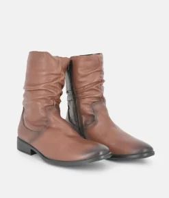 Cinderella Shoes Versatile Brown Midi Boots