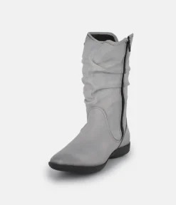 Cinderella Shoes Versatile Grey Midi Boots
