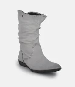 Cinderella Shoes Versatile Grey Midi Boots