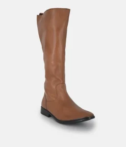 Cinderella Shoes Versatile Long Brown Leather Boots