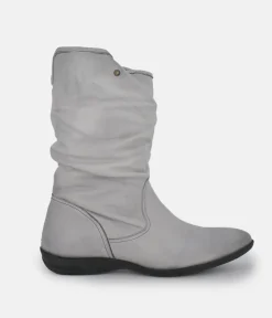 Cinderella Shoes Versatile Grey Midi Boots