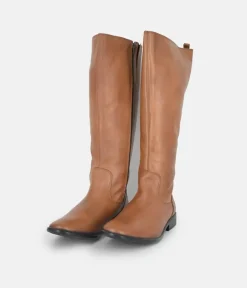 Cinderella Shoes Versatile Long Brown Leather Boots