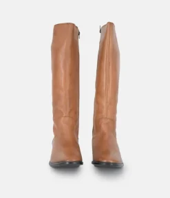 Cinderella Shoes Versatile Long Brown Leather Boots