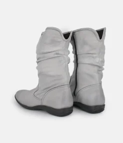 Cinderella Shoes Versatile Grey Midi Boots