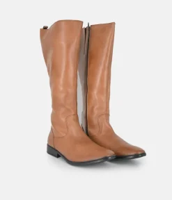 Cinderella Shoes Versatile Long Brown Leather Boots