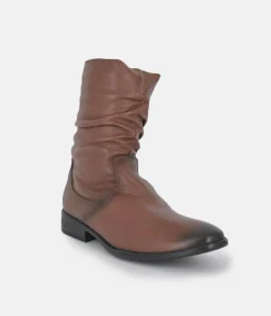 Cinderella Shoes Versatile Brown Midi Boots