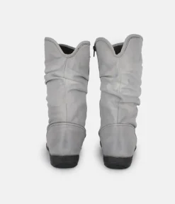 Cinderella Shoes Versatile Grey Midi Boots