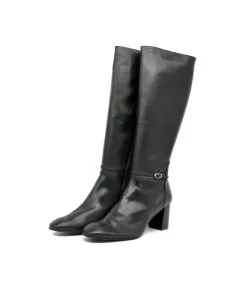 Cinderella Stylish Long Black Leather Boots