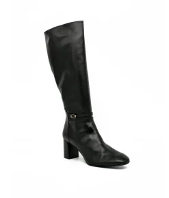 Cinderella Stylish Long Black Leather Boots