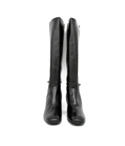 Cinderella Stylish Long Black Leather Boots