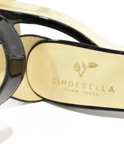 Cinderella Vegan Shoes – Barely There Black Patent Sandals