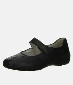 Classic Black Leather Wide Fit Casual Mary Jane Shoes