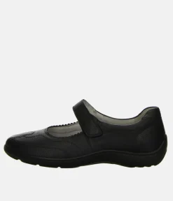 Classic Black Leather Wide Fit Casual Mary Jane Shoes