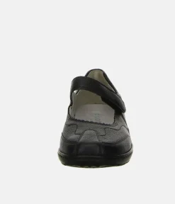 Classic Black Leather Wide Fit Casual Mary Jane Shoes