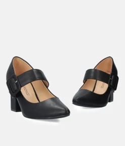 Classic Black Mary Jane Style Block Heels