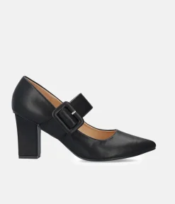 Classic Black Mary Jane Style Block Heels