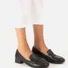 Classic Black Penny Loafer Block Heels