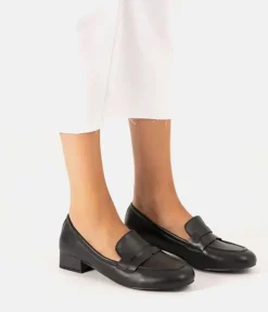 Classic Black Penny Loafer Block Heels