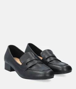 Classic Black Penny Loafer Block Heels