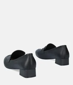 Classic Black Penny Loafer Block Heels