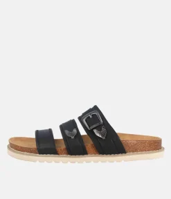 Classic Black Strappy Cork Sandals