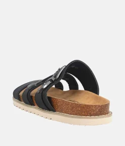 Classic Black Strappy Cork Sandals