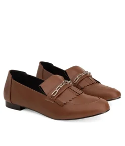 Classic Brown Faux Leather Fringe Loafer