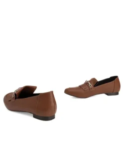 Classic Brown Faux Leather Fringe Loafer
