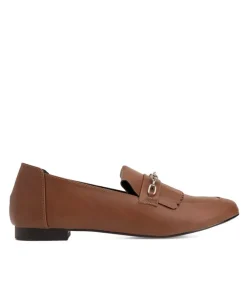 Classic Brown Faux Leather Fringe Loafer