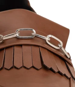 Classic Brown Faux Leather Fringe Loafer