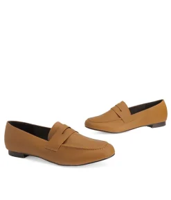 Classic Camel Suedette Penny Loafers